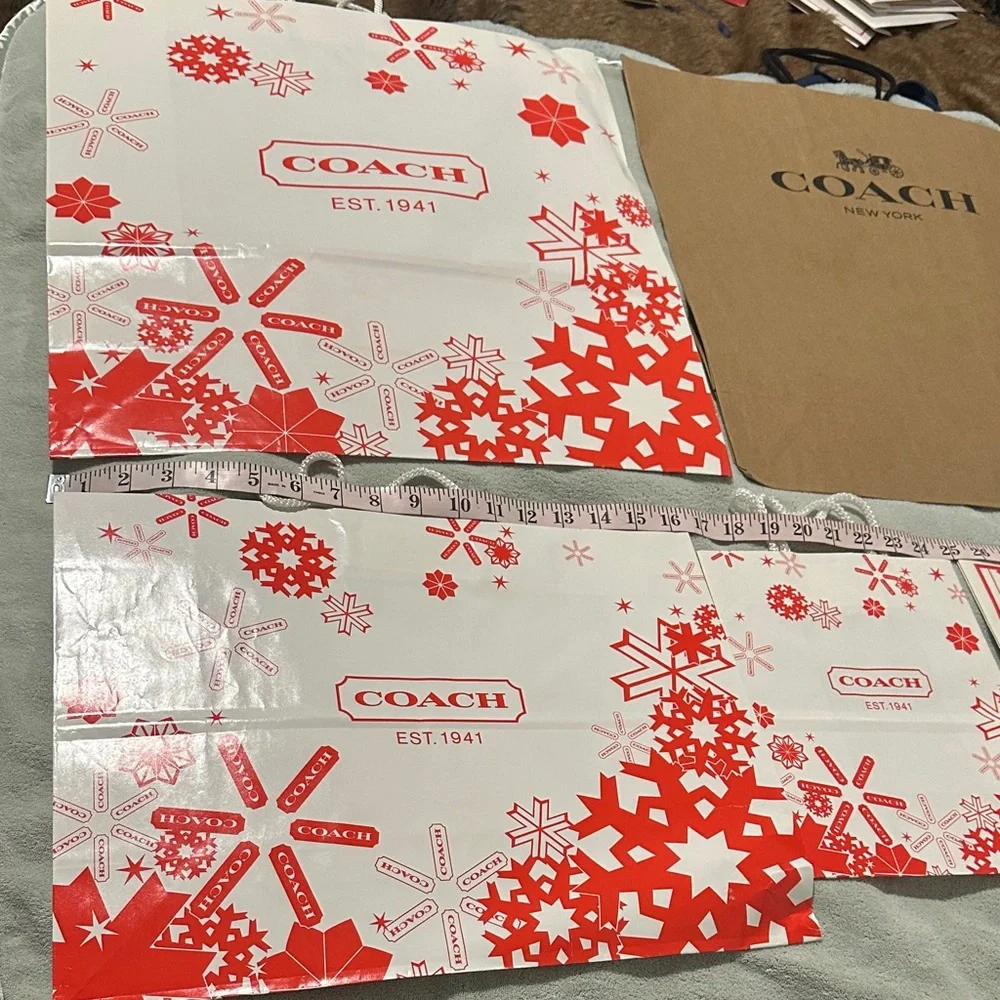 5 Coach Red Gift Bags & 2 Gift Boxes